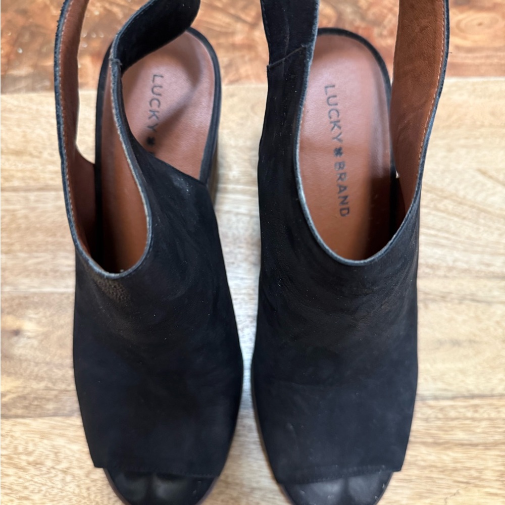 Lucky Brand Black Peep-Toe Heels